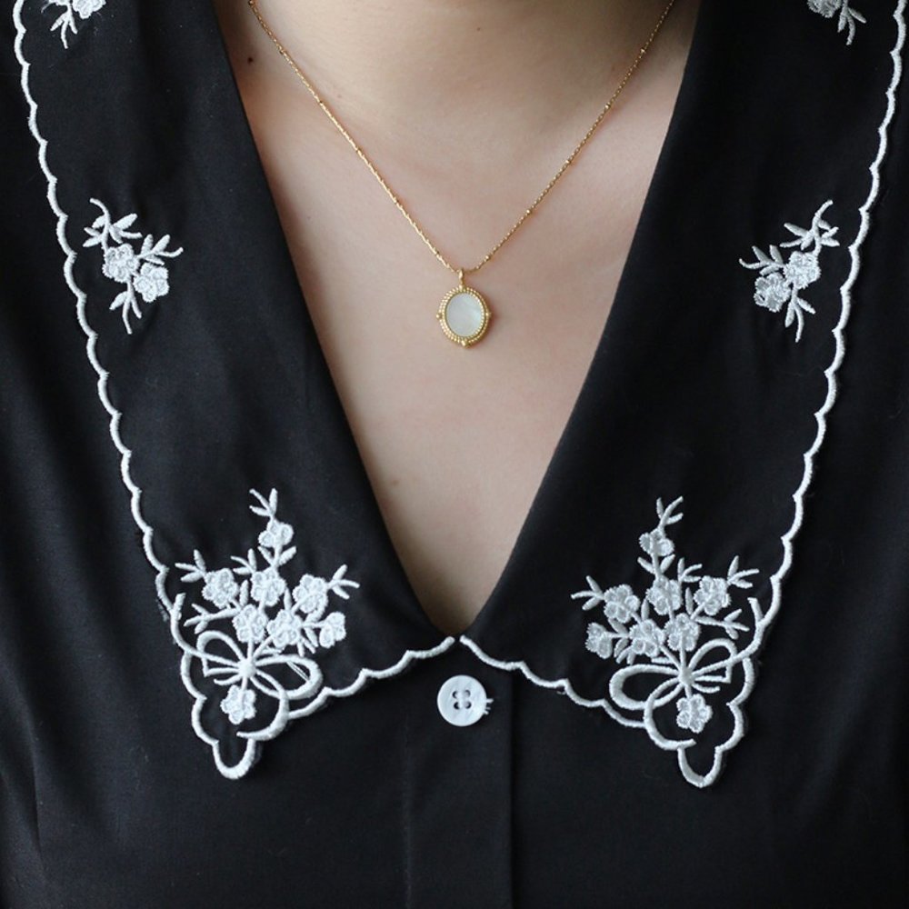 NEW 18K Gold Plated Mother Of Pearl Oval Necklace - Picture 8 of 8
